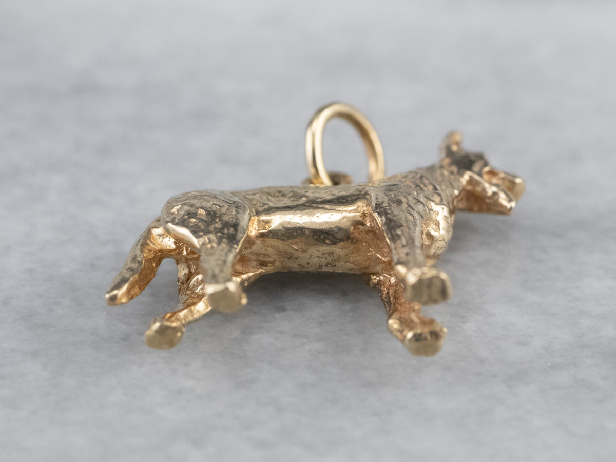 14K Gold German Shepherd Dog Charm
