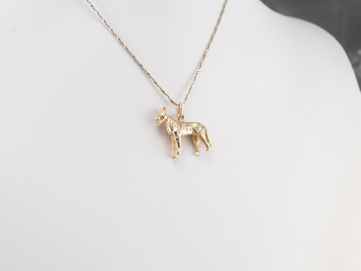 14K Gold German Shepherd Dog Charm