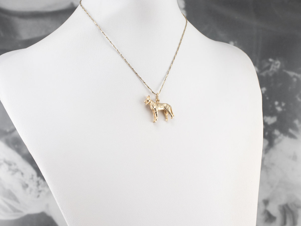 14K Gold German Shepherd Dog Charm