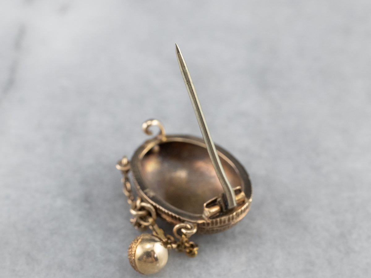 Victorian Black Enamel Gold Brooch