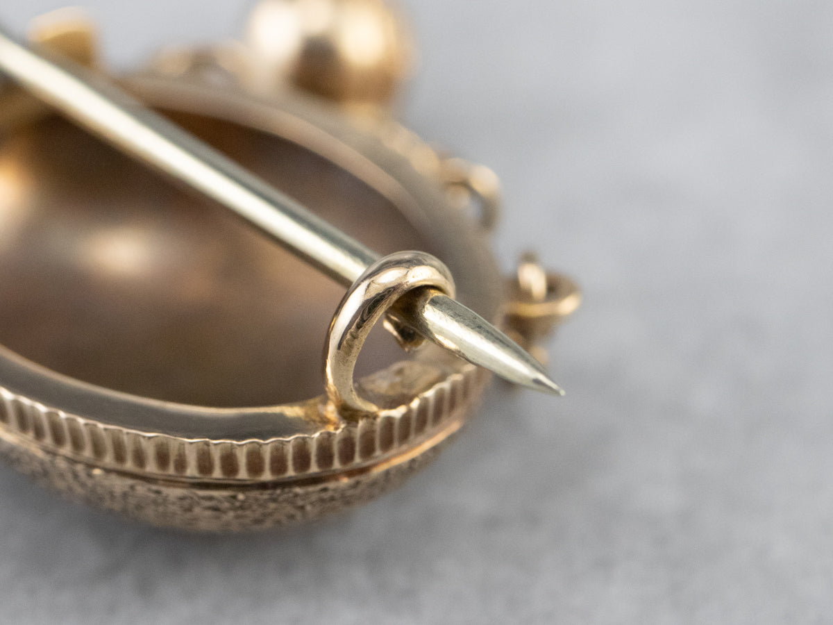 Victorian Black Enamel Gold Brooch
