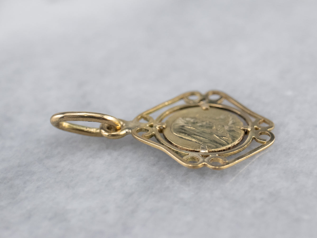 Colgante Medalla Religiosa María Oro 18K