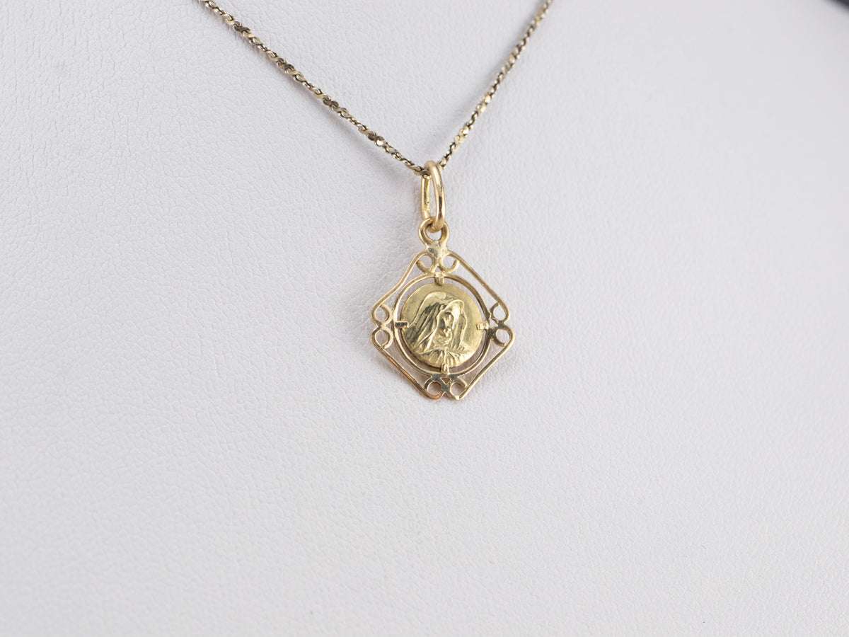 Colgante Medalla Religiosa María Oro 18K
