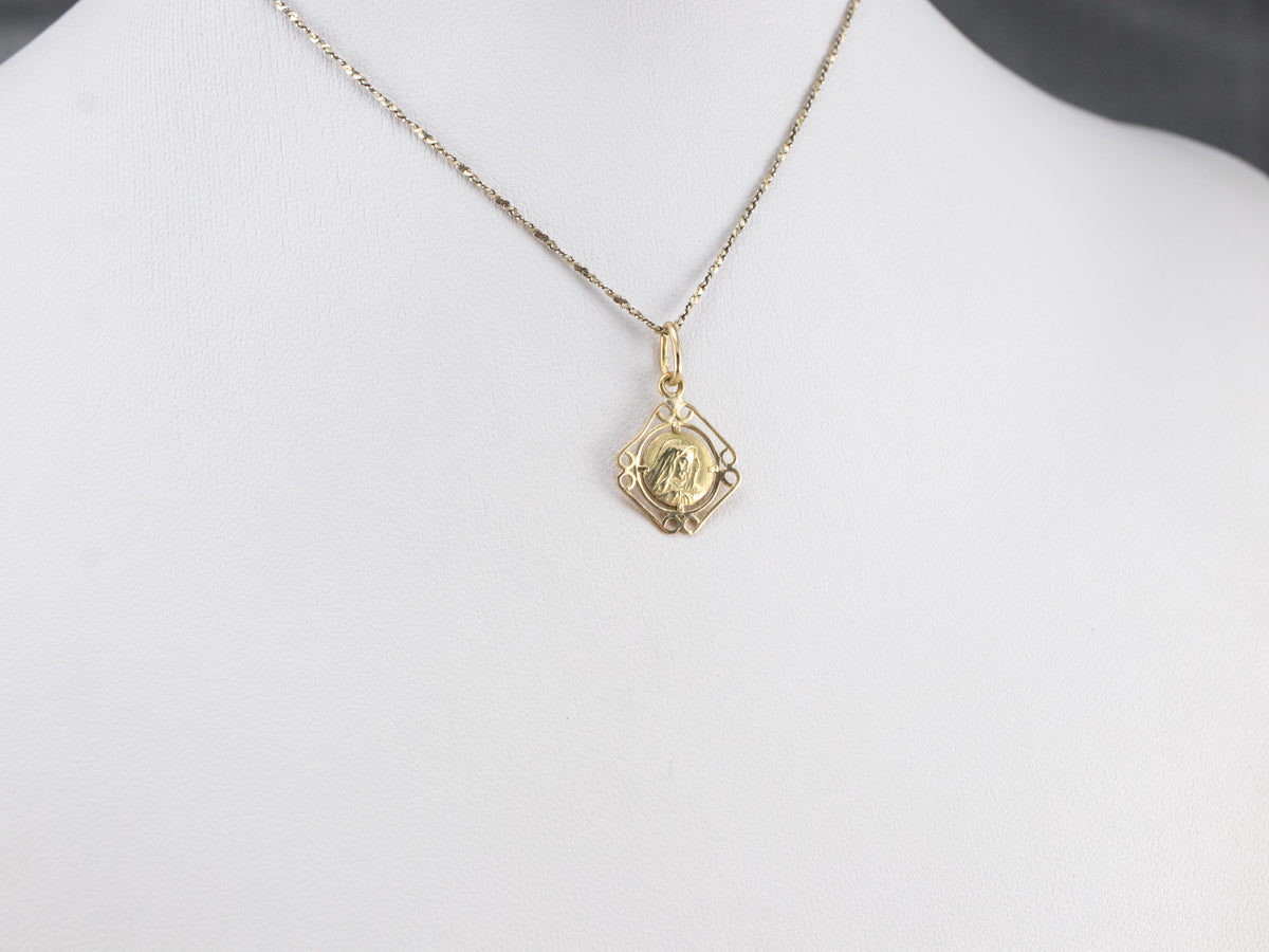 Colgante Medalla Religiosa María Oro 18K