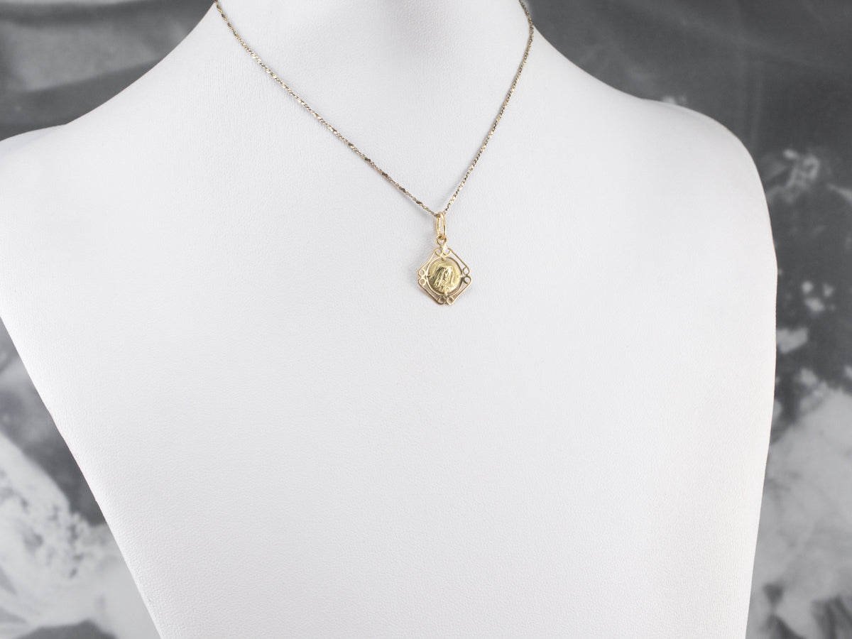 Colgante Medalla Religiosa María Oro 18K