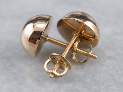 18K Rose Gold Button Stud Earrings