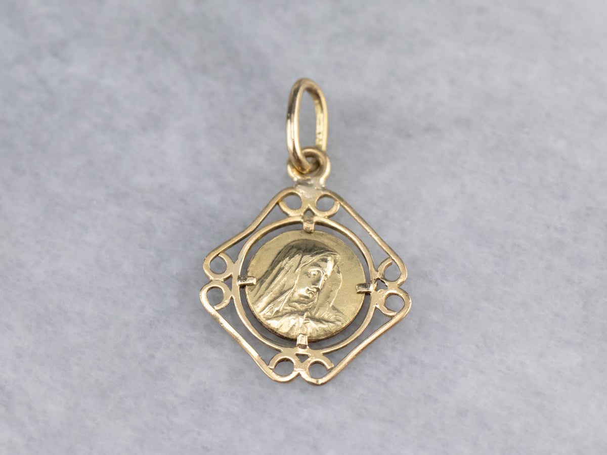 Colgante Medalla Religiosa María Oro 18K