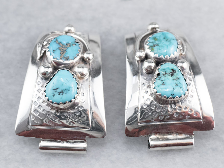 South West Style Sterling Silver Turquoise Watch Tips