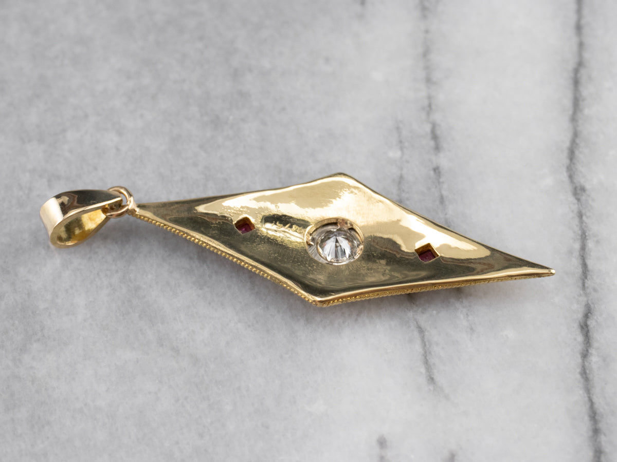 Etruscan Revival Diamond and Ruby Pendant