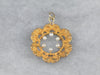 Vintage Gold Seed Pearl Floral Pendant