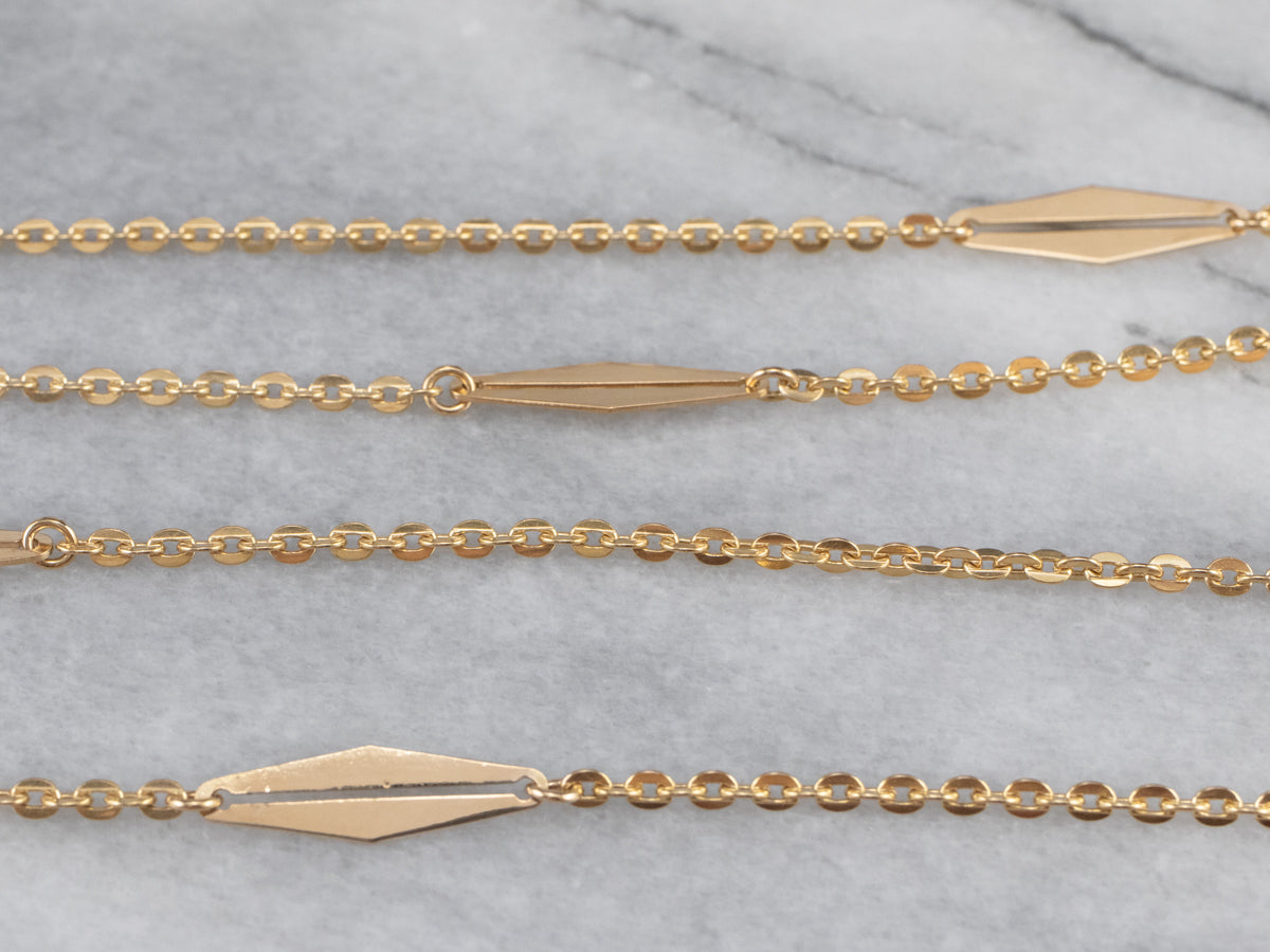 Cadena de eslabones elegantes de oro amarillo vintage