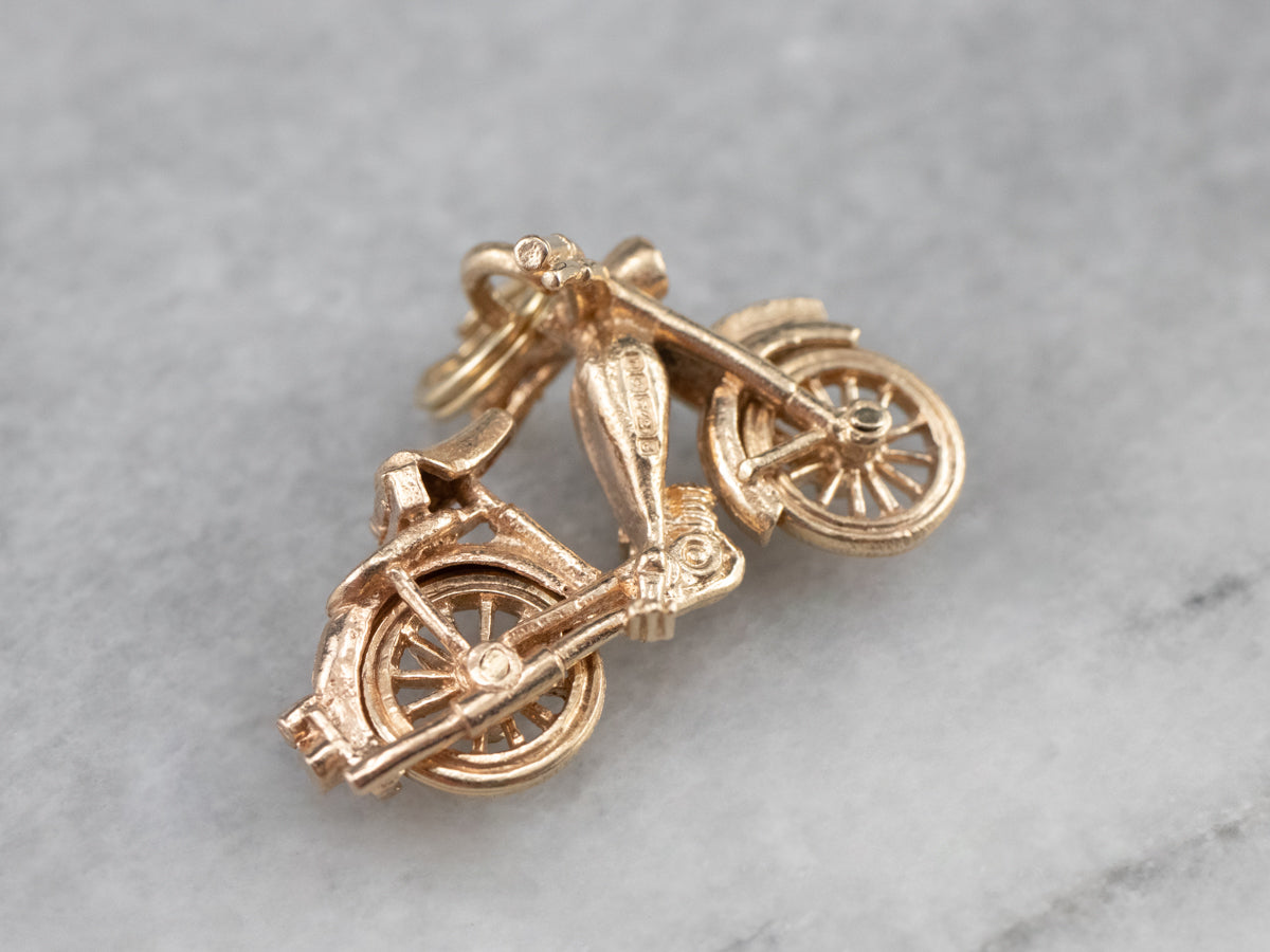 Polished Gold Motorcycle Charm