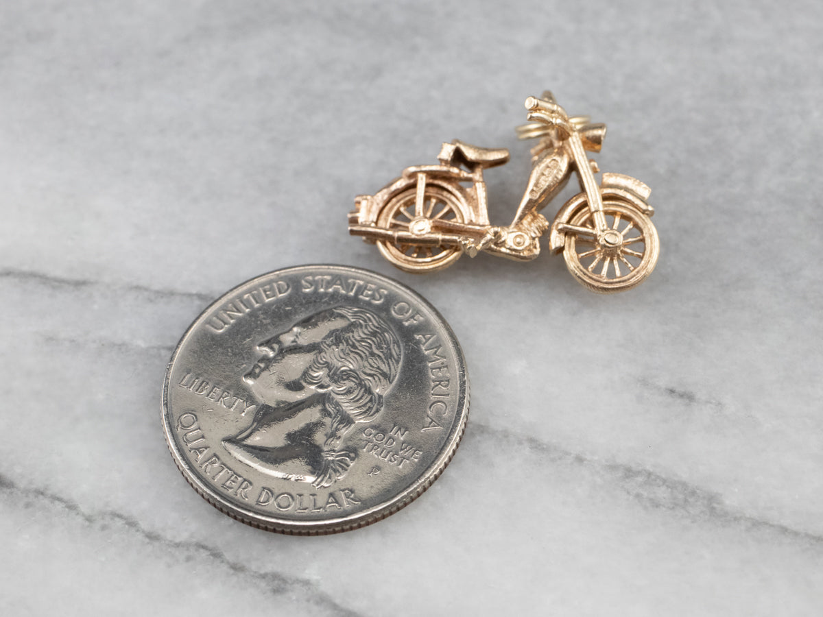 Polished Gold Motorcycle Charm