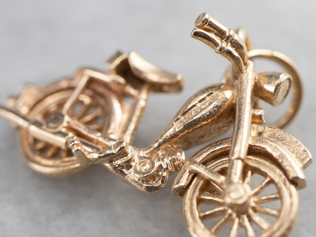 Polished Gold Motorcycle Charm