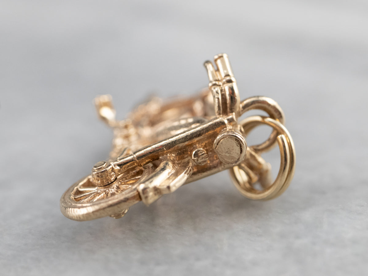 Polished Gold Motorcycle Charm