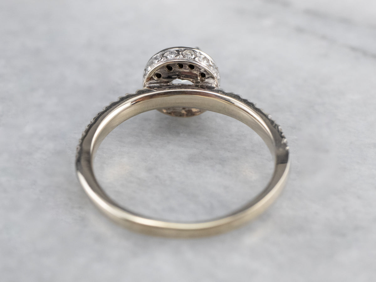 Modern Gold Diamond Halo Engagement Ring