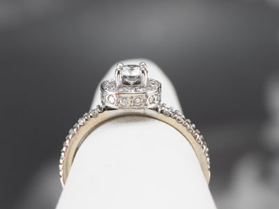Modern Gold Diamond Halo Engagement Ring
