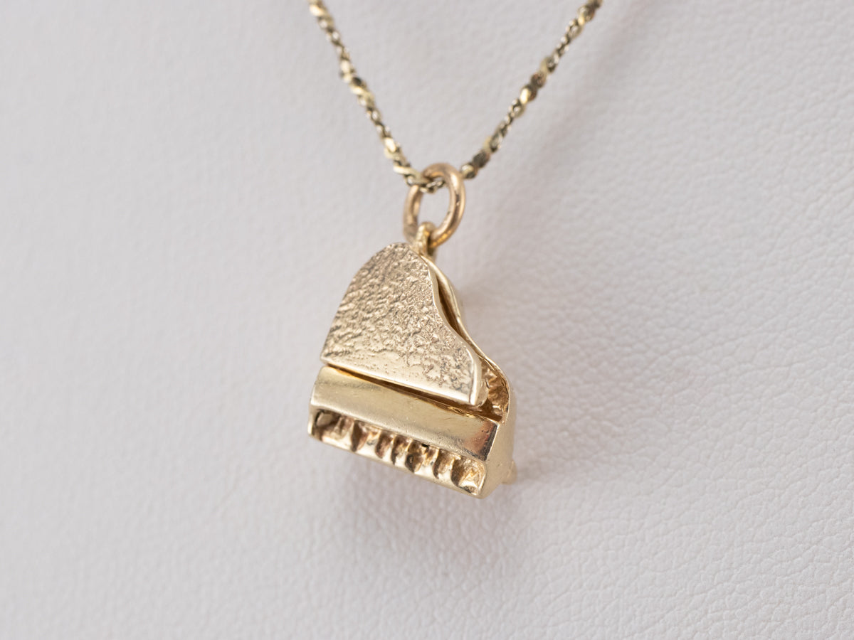 Vintage Gold Grand Piano Charm