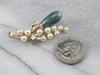 Botanical Jadeite Pearl Gold Brooch