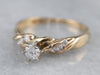 Modern Twisting Gold Diamond Engagement Ring