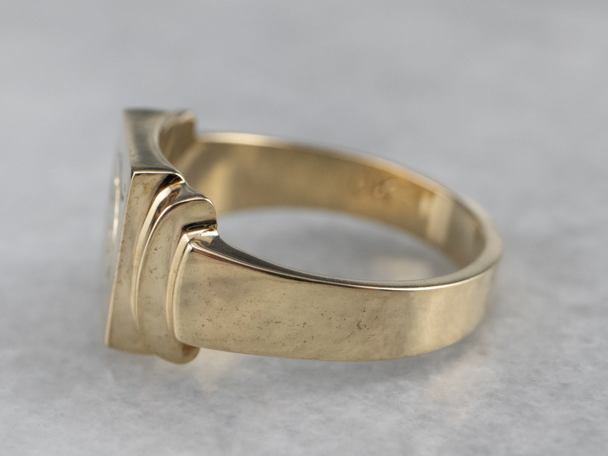 Monogram "T" Gold Signet Ring