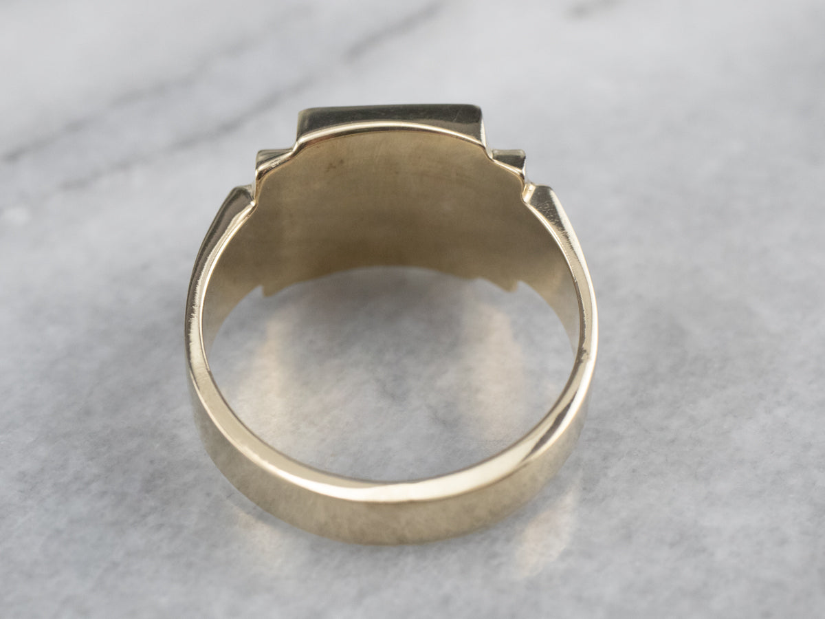 Monogram "T" Gold Signet Ring