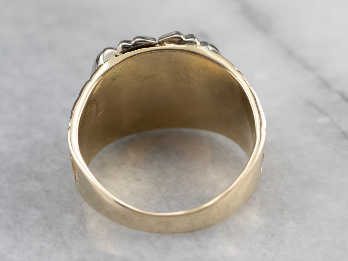 Two Tone Gold Masonic Eagle Ring