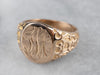 Ornate Gold "TJA" Engraved Signet Ring