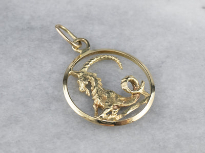 Gold Capricorn Vector Zodiac Pendant