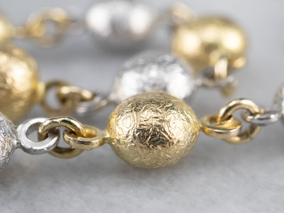 Textured Two Tone Gold Link Bracelet