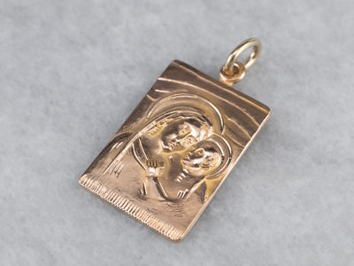 Rose Gold Mary and Baby Jesus Medal Pendant