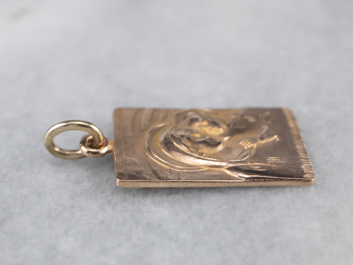 Rose Gold Mary and Baby Jesus Medal Pendant