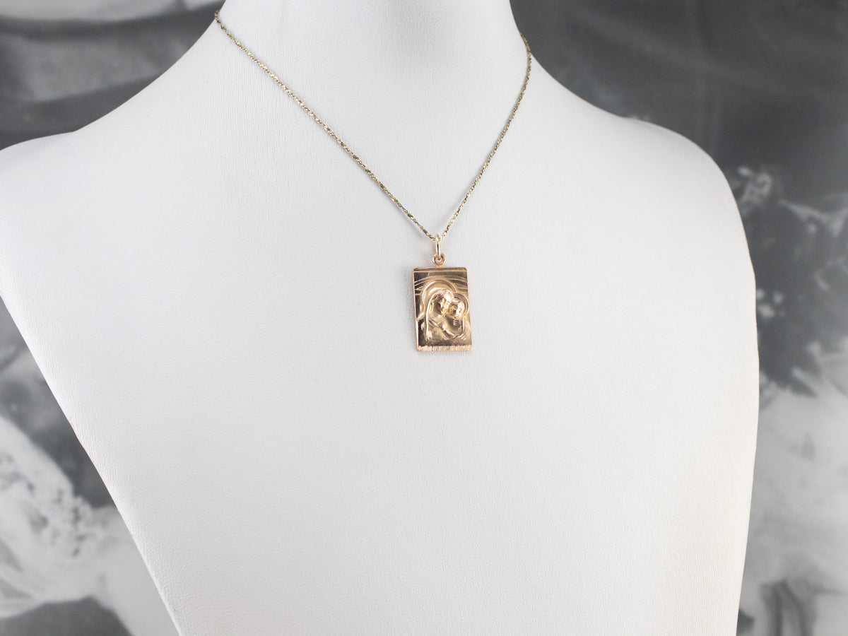 Rose Gold Mary and Baby Jesus Medal Pendant