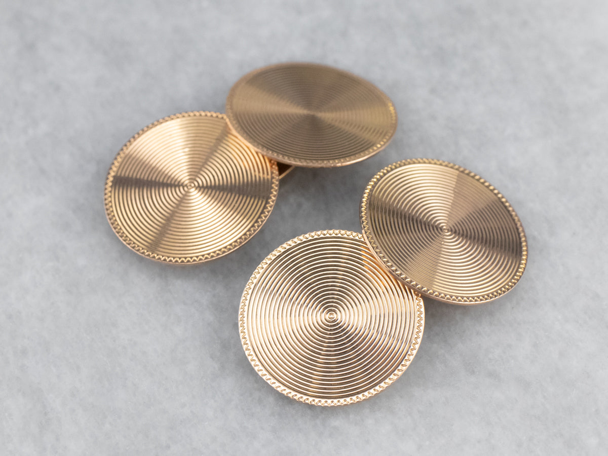 Vintage Rose Gold Round Cufflinks