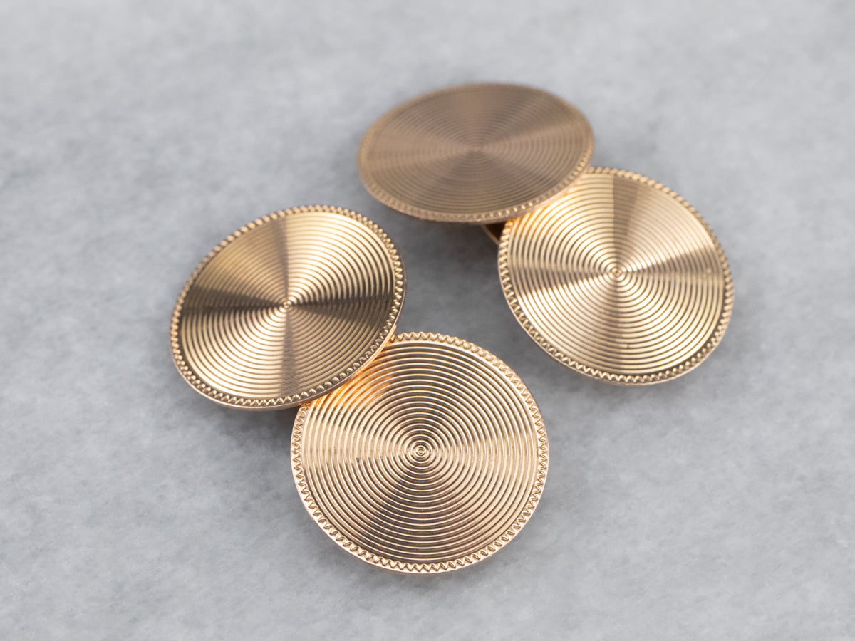 Vintage Rose Gold Round Cufflinks