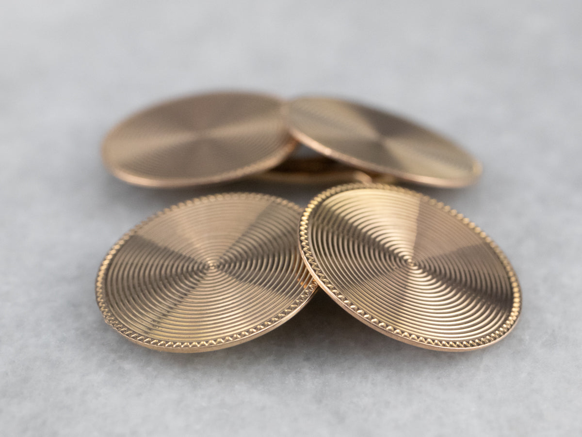 Vintage Rose Gold Round Cufflinks