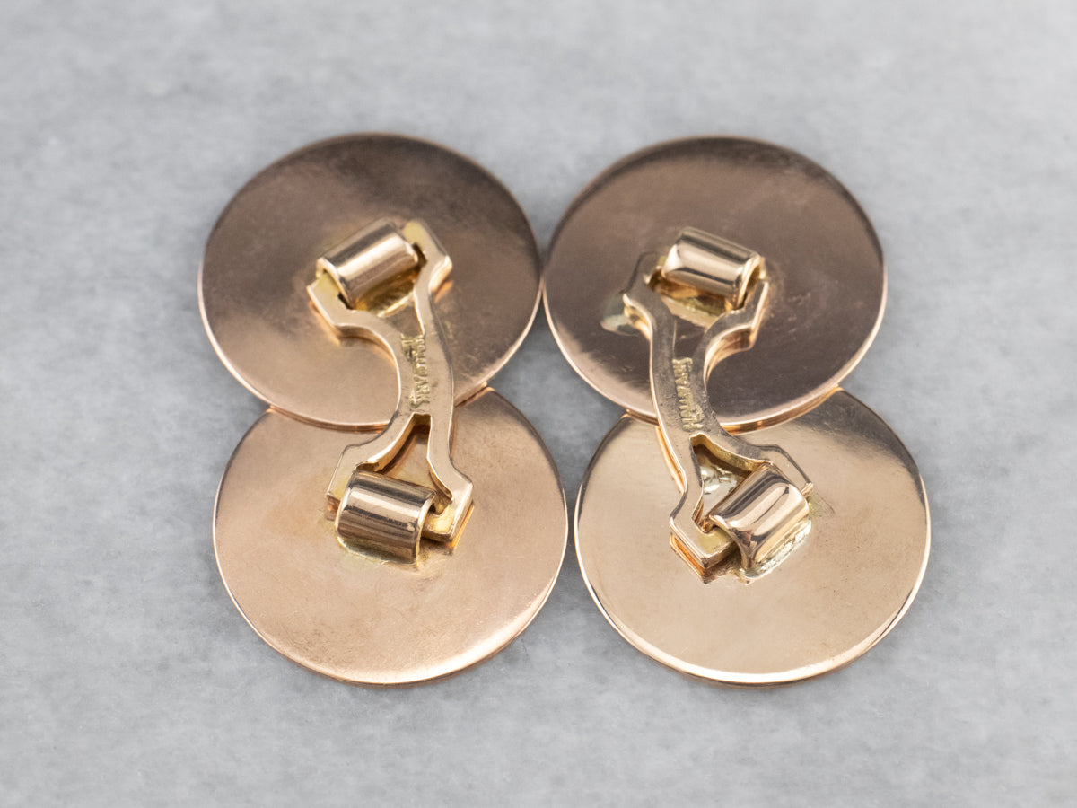 Vintage Rose Gold Round Cufflinks