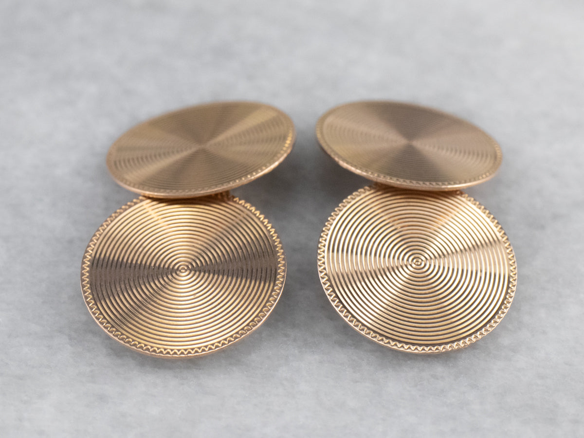 Vintage Rose Gold Round Cufflinks