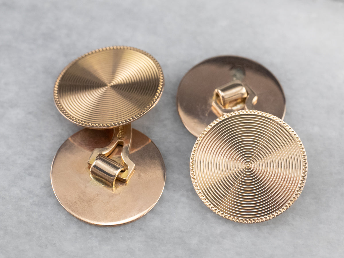 Vintage Rose Gold Round Cufflinks