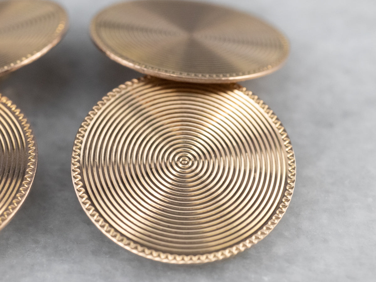 Vintage Rose Gold Round Cufflinks