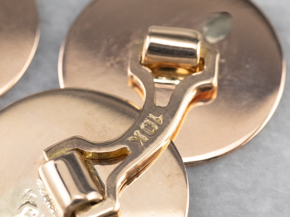 Vintage Rose Gold Round Cufflinks