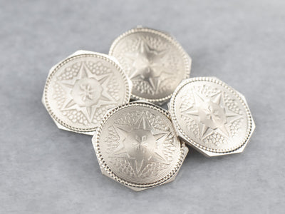 Vintage White Gold Star Octagon Cufflinks