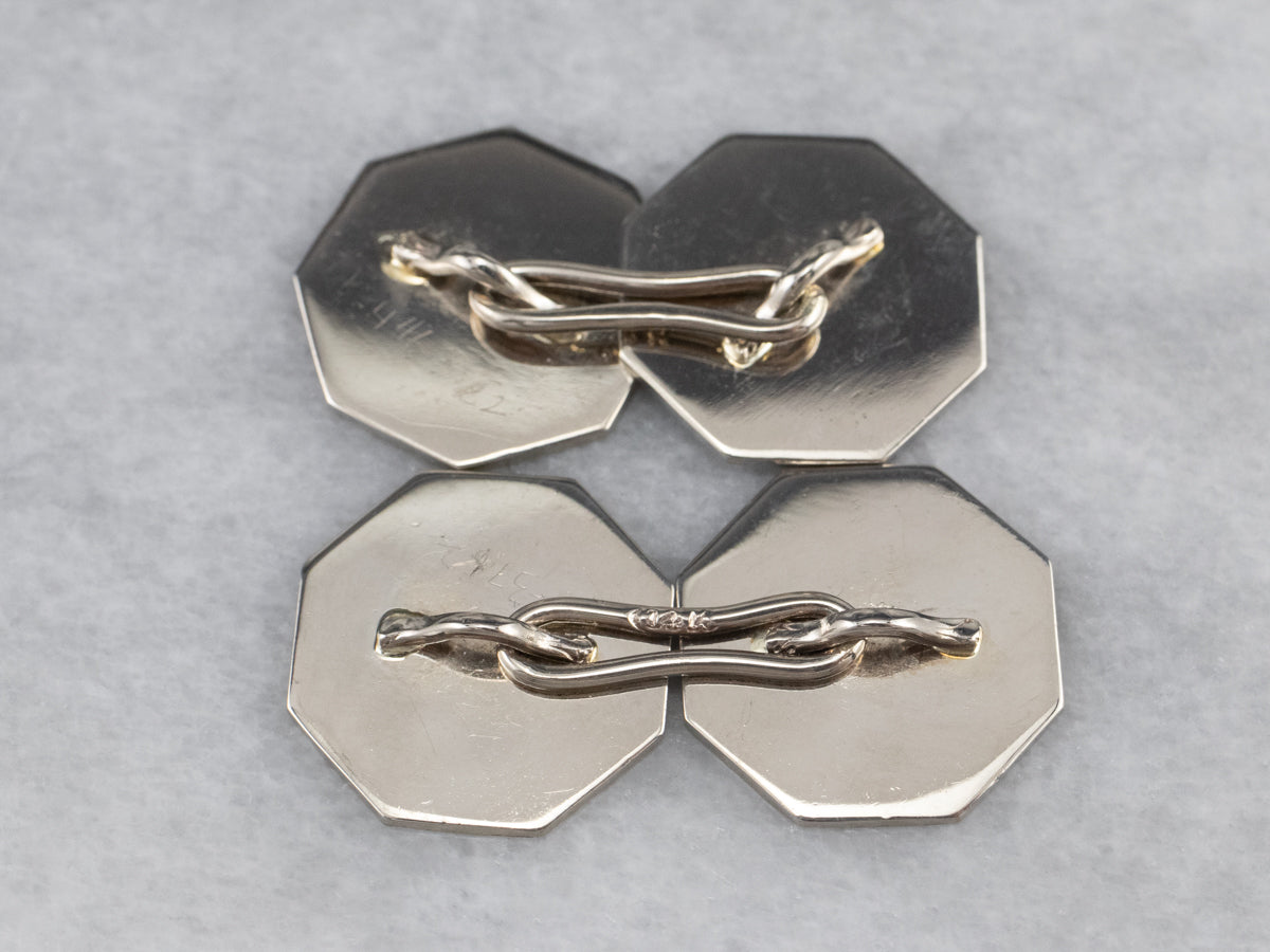 Vintage White Gold Star Octagon Cufflinks