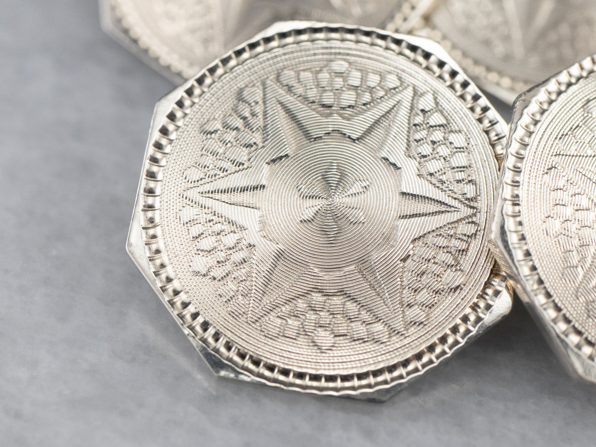 Vintage White Gold Star Octagon Cufflinks