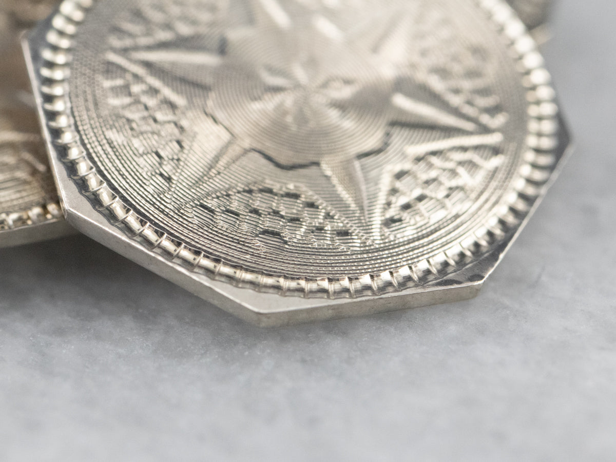 Vintage White Gold Star Octagon Cufflinks