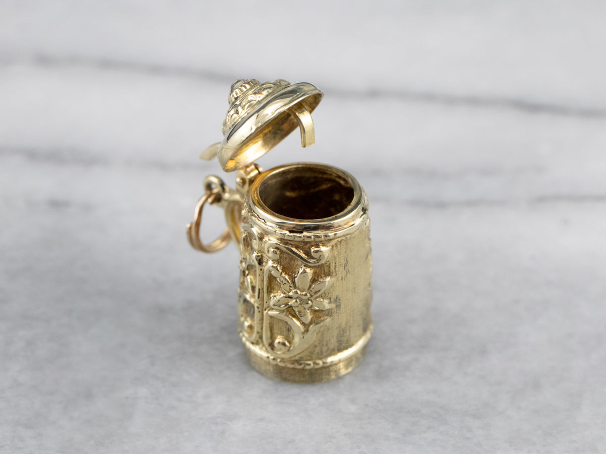 Vintage Beer Stein Gold Charm