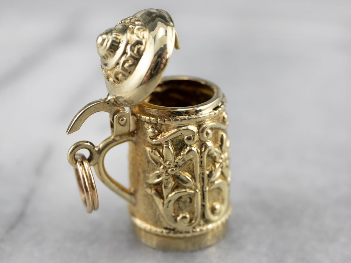 Vintage Beer Stein Gold Charm