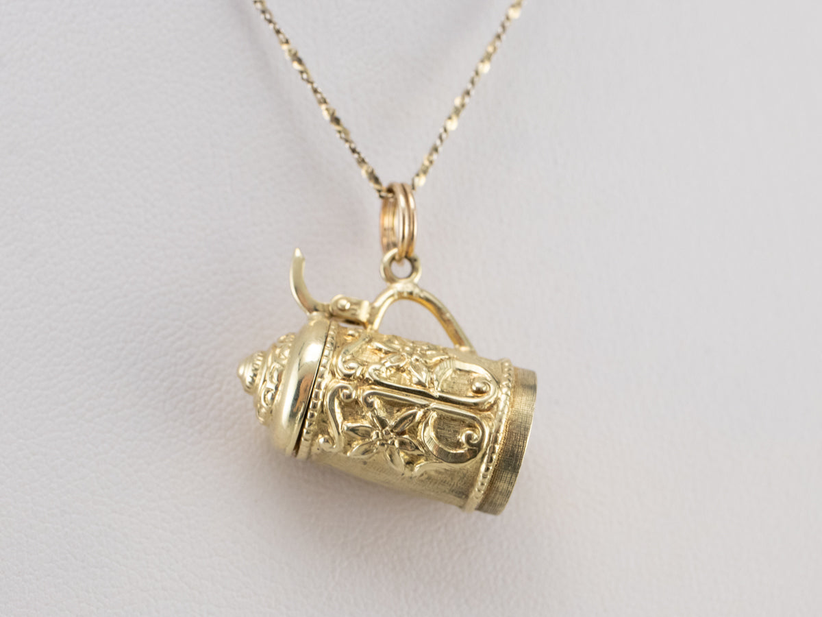Vintage Beer Stein Gold Charm