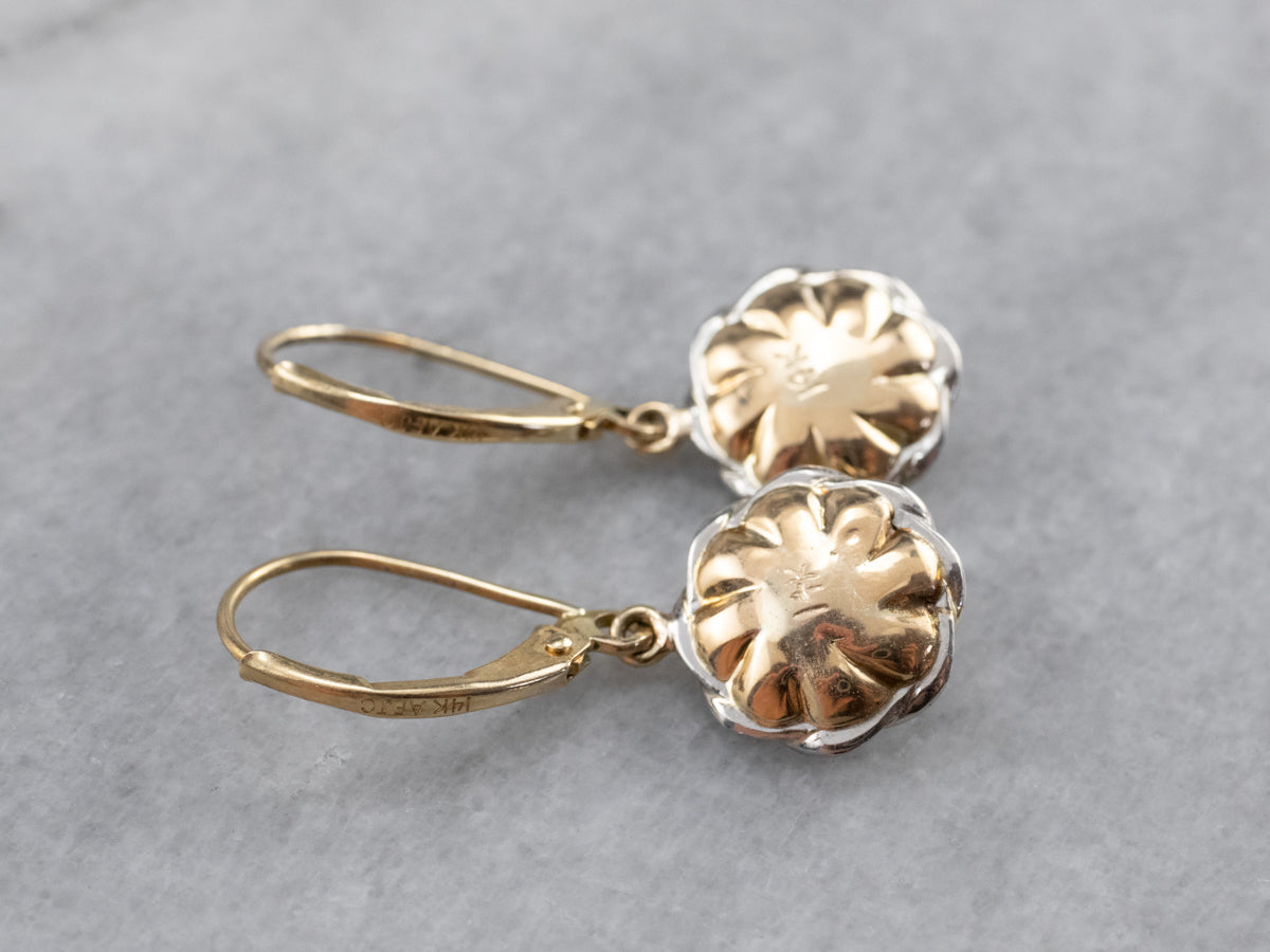 Mother of Pearl Two Tone Gold Drop Earrings