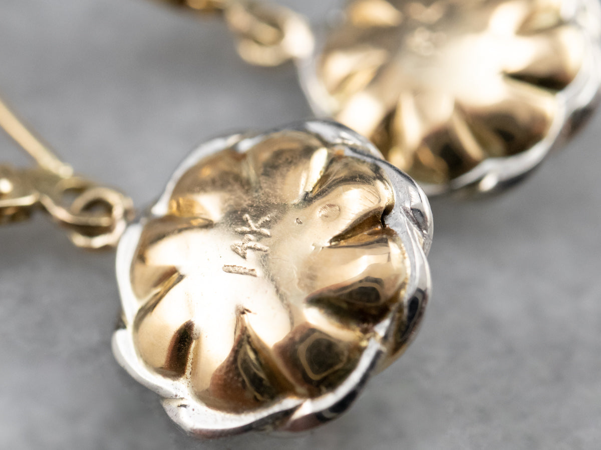 Mother of Pearl Two Tone Gold Drop Earrings